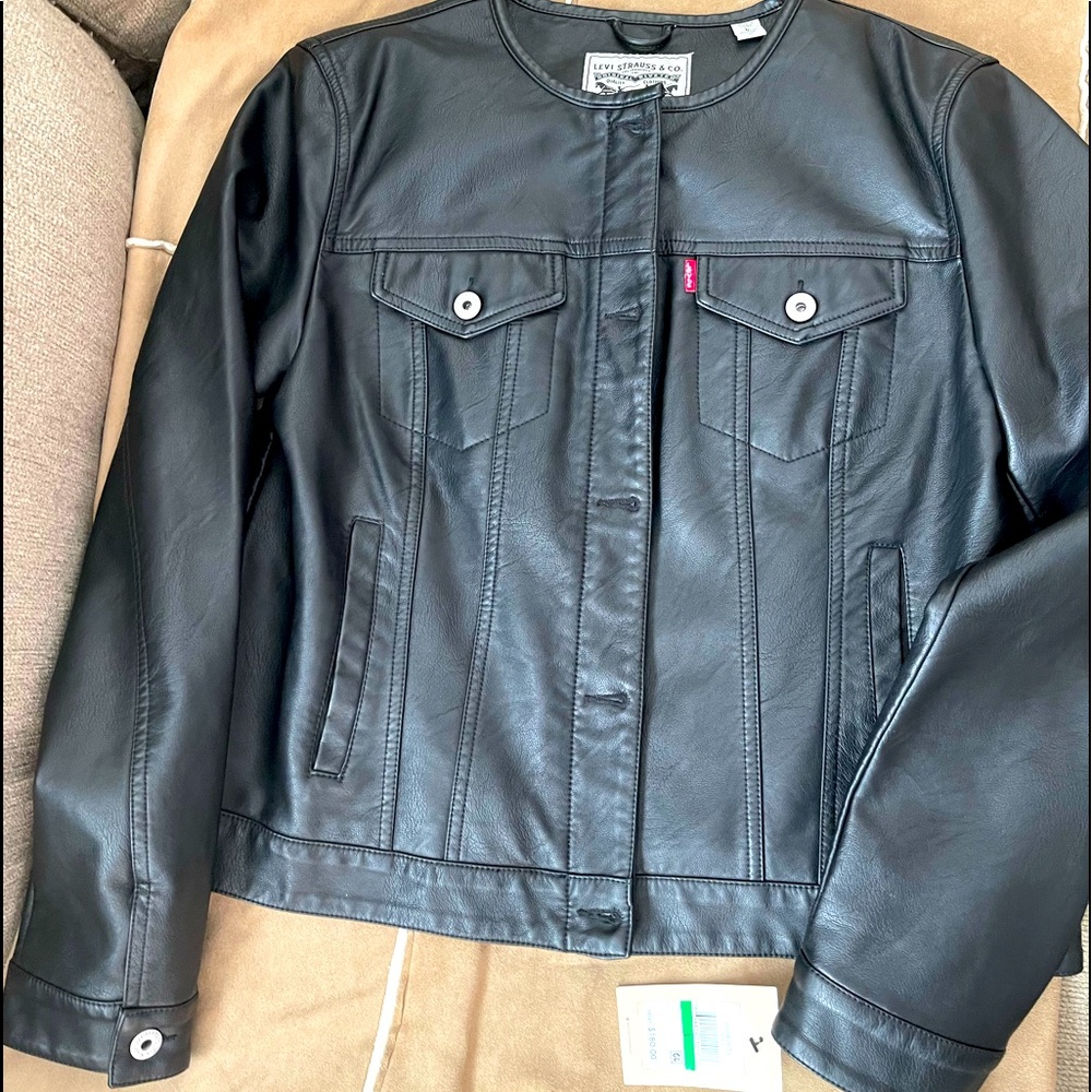 Levi’s faux leather collarless jacket